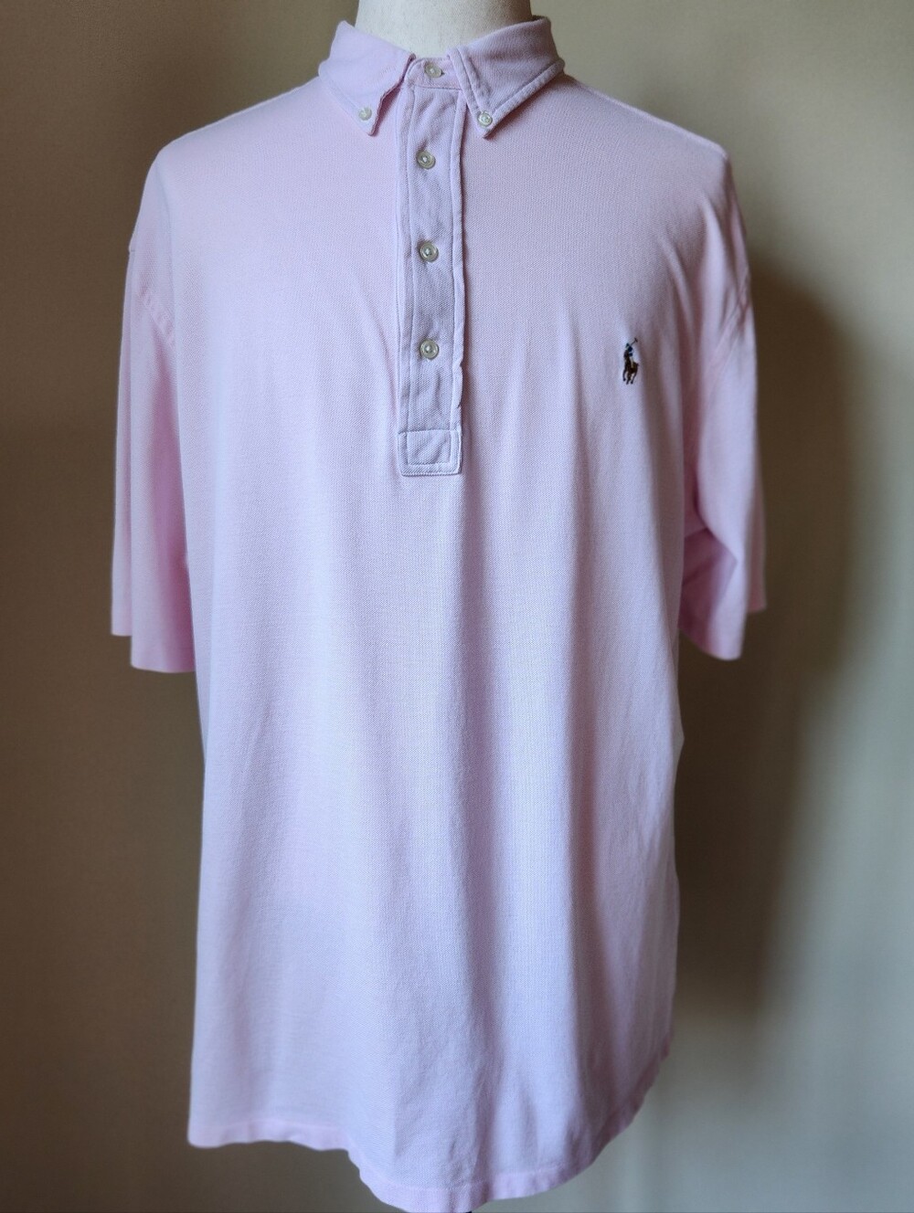 Polo Ralph Lauren Knit Oxford Popover Shirt Light Pink Short Sleeve Mens 2XLT